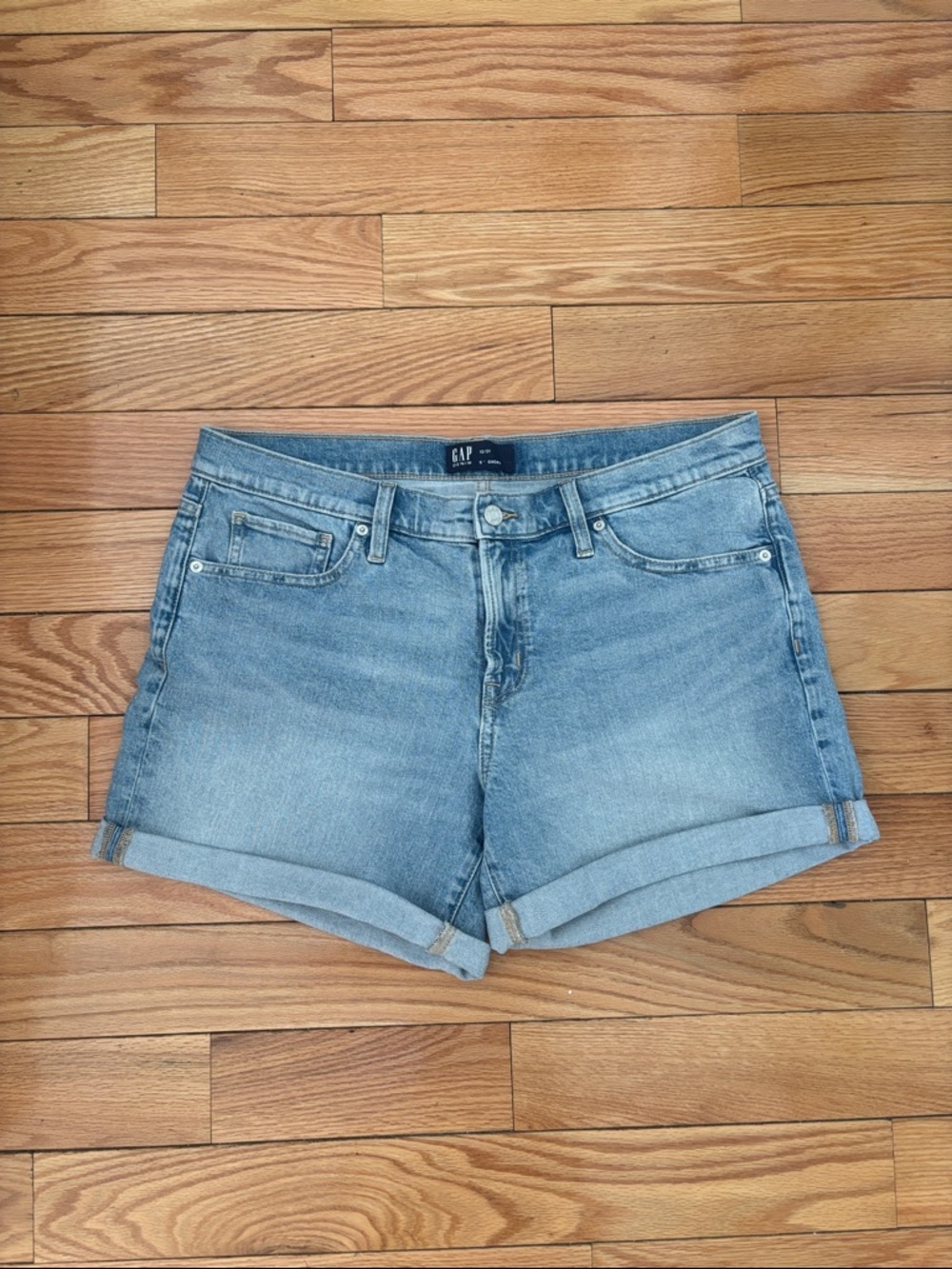GAP Light Wash Denim Rolled Cuff Shorts